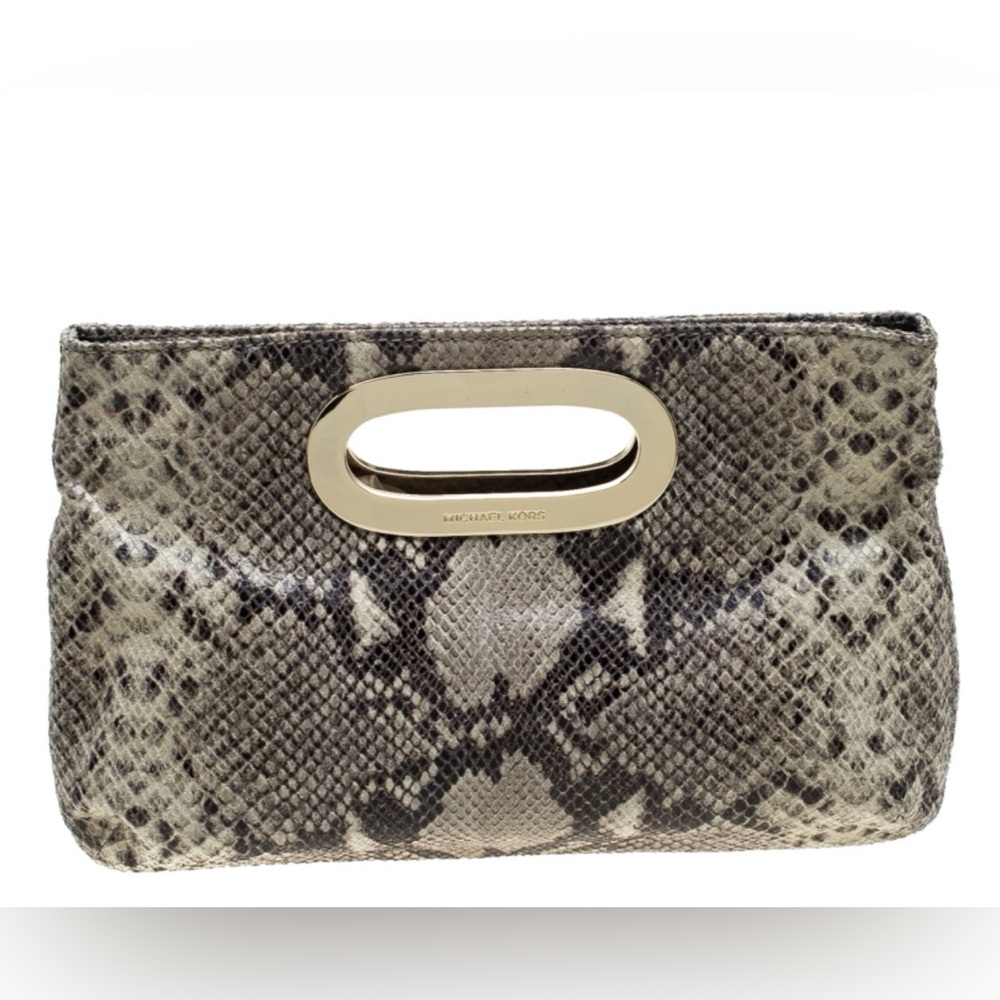 Michael Kors Python Embossed Leather Clutch - Picture 2 of 9